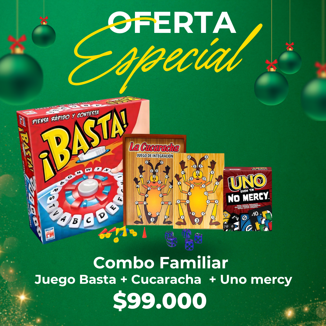 Combo Familiar Navideño – Basta + Cucaracha + Uno Mercy